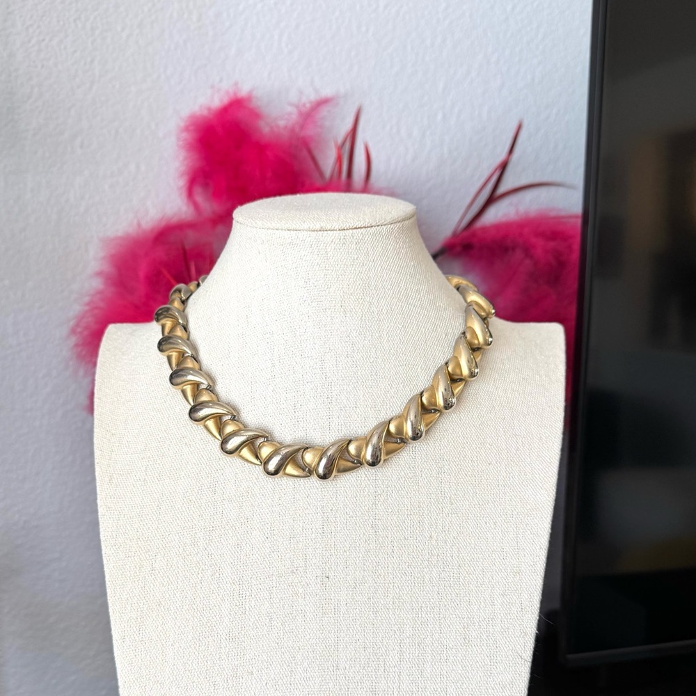 Vintage Edwin Pearl Gold and Silver Necklace - Picture 2 of 8
